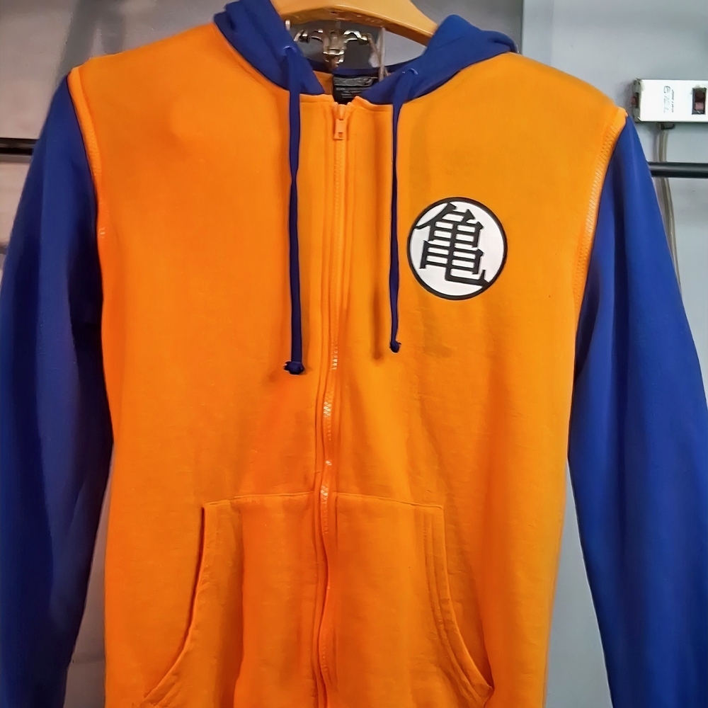 Dragon Ball Z Hoodie Zip Up Goku Symbol S Orange Blue